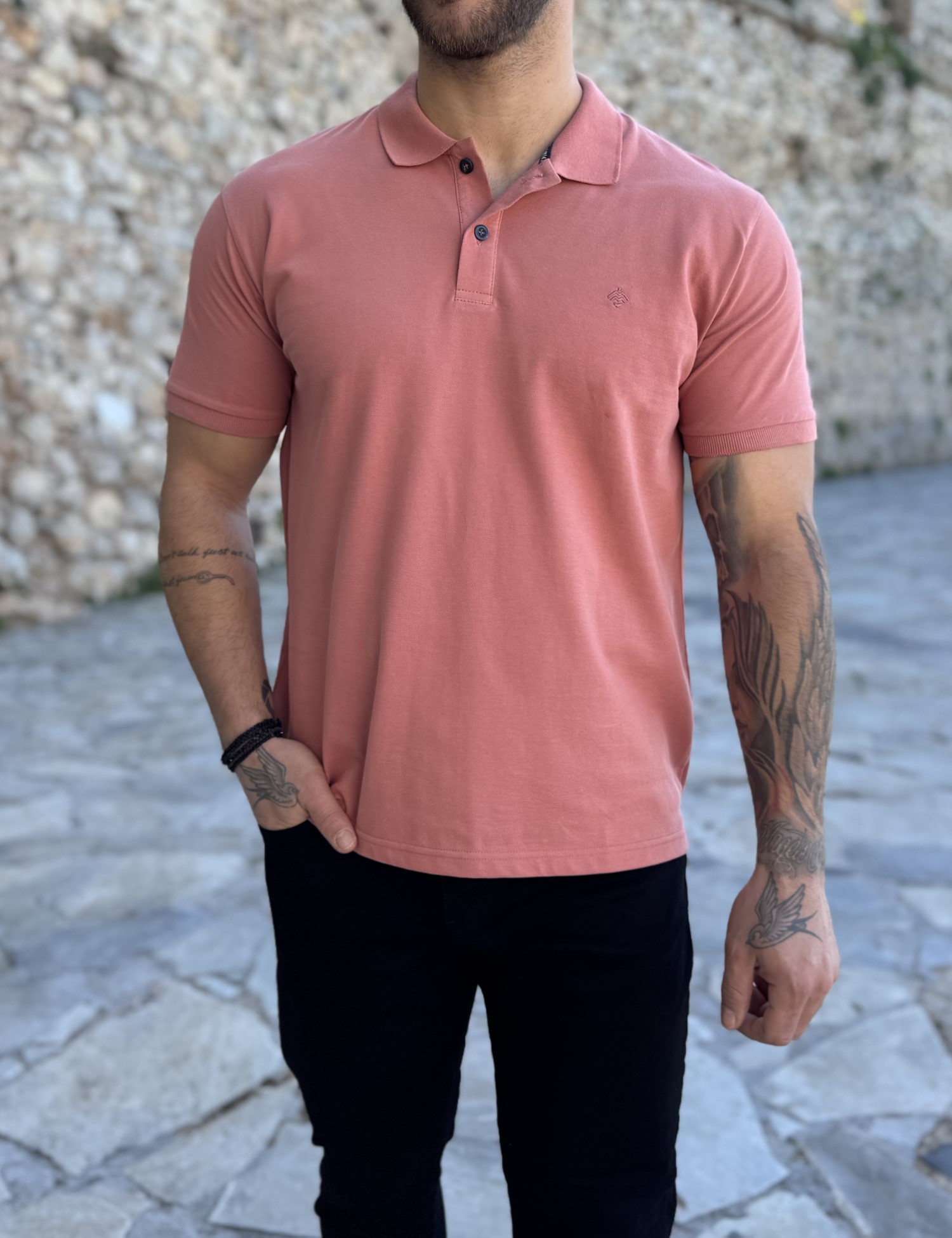 Origin ανδρική ροζ πικέ Polo μπλούζα Plus Size 252717R